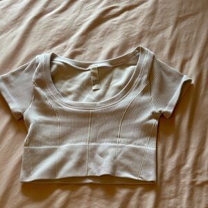 Aerie Ribbed White Crop Top